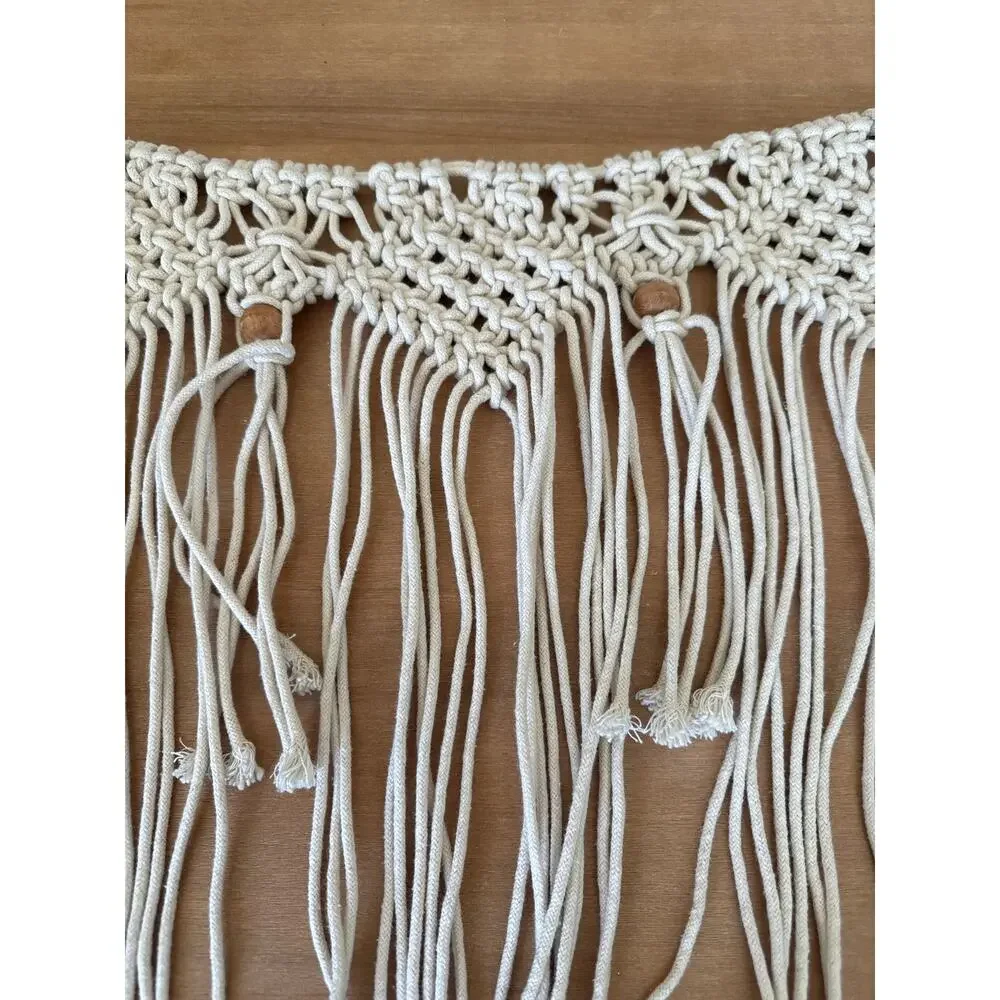 Bohemian-style macrame garland, valance, wall hanging Headboard Cream Crocheted